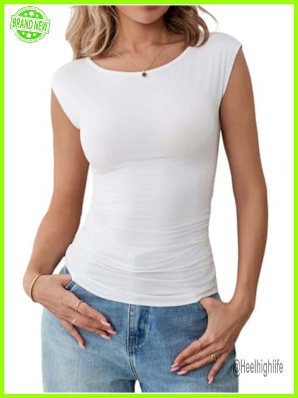 Womens Cap Sleeve Boat Neck Ruched Slim Fitted Crop Top Summer Casual Tee
